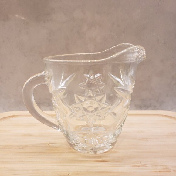 Vintage 1960s Anchor Hocking Prescut Clear Glass Creamer Star Design - Picture 1 of 7